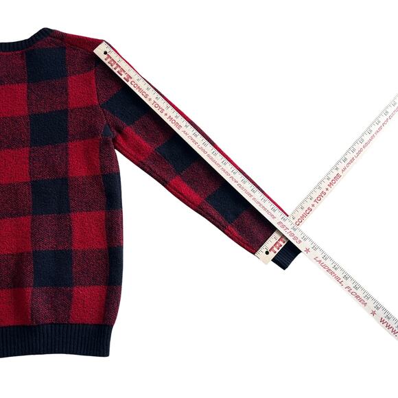 Old Navy Buffalo Plaid Red Black Crewneck Sweater Youth L (10-12) - Picture 4 of 8